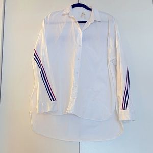 Oversized Button Down White Stripe Collared Shirt